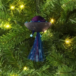 5.5" Christmas Fabric Metallic Space Ship Ornament - Wondershop™