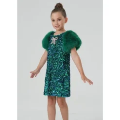 2Bunnies Girls' Christmas New Year Holiday Party Sequin Dress Fur Puff Sleeve -Target Sale Shop GUEST 083002c3 4b0d 4587 abf4 c6ef26d878f8