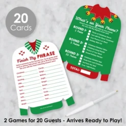 Big Dot Of Happiness Ugly Sweater - 2-in-1 Holiday And Christmas Party Cards - Activity Duo Games - Set Of 20