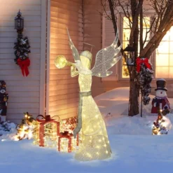 LuxenHome 5Ft Angel Playing Gold Trumpet Outdoor Holiday Decoration With Lights White, Sliver, Gold -Target Sale Shop GUEST 0b13ae7e 0fc9 42e6 be93 1b5180e20ea0