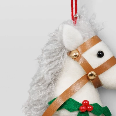Christmas Wool Horse Head Ornament White - Wondershop™ 2 Christmas Wool Horse Head Ornament White - Wondershop™ - Image 2