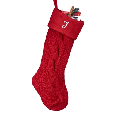 Personalization Mall Cozy Cable Knit Embroidered Initial Stocking, Red 12 Personalization Mall Cozy Cable Knit Embroidered Initial Stocking, Red - Image 12