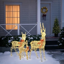 LuxenHome 3-Piece Deer Family Outdoor Holiday Decoration Set With Lights And Timer White, Red -Target Sale Shop GUEST 0ff50fbf 23c8 47af 8fcd af177a2b8219