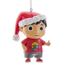 Kurt Adler Ryan's World Christmas Ornaments And Stocking Set Of 3 - Holiday Tree Ornaments & Stocking - Officially Licensed - Gift For Kids