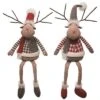 Transpac Plush Reindeer Shelf Sitter Set Of 2 Christmas Home Decorations Polyester Decorative Objects