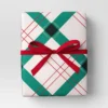 30” 25 Sq Ft Christmas Roll Wrap Green/White/Red Plaid - Wondershop™