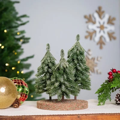 Northlight Icy Downswept Pine Trio Of Trees Christmas Decoration - 8" - Unlit 1 Northlight Icy Downswept Pine Trio Of Trees Christmas Decoration - 8" - Unlit