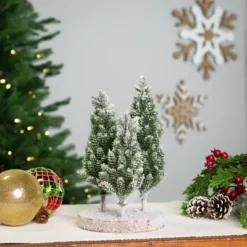 Northlight Frosted Trio Of Pine Trees Christmas Decoration - 8" - Unlit