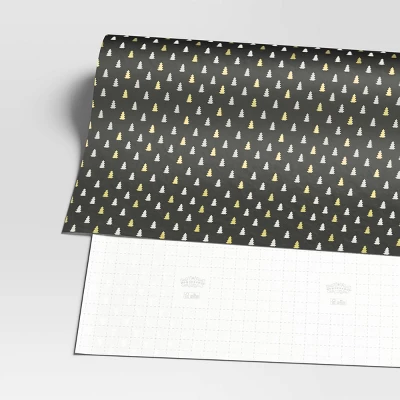 30” 25 Sq Ft Christmas Roll Wrap Gold/Silver Trees On Black - Wondershop™ 2 30” 25 Sq Ft Christmas Roll Wrap Gold/Silver Trees On Black - Wondershop™ - Image 2