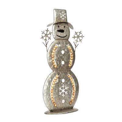 Transpac 23.23 In Silver Beaded Snowman Decor For Christmas - Metal Decorative Object For Holiday Cheer 2 Transpac 23.23 In Silver Beaded Snowman Decor For Christmas - Metal Decorative Object For Holiday Cheer - Image 2