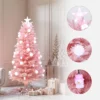 LuxenHome 6Ft Pink Cherry Blossom Christmas Tree With Fiber Optic Lights & Snowman Star Topper
