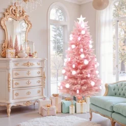 LuxenHome 6Ft Pink Cherry Blossom Christmas Tree With Fiber Optic Lights & Snowman Star Topper -Target Sale Shop GUEST 6151b6f9 d4f7 4685 b4a3 a4963cd589d1