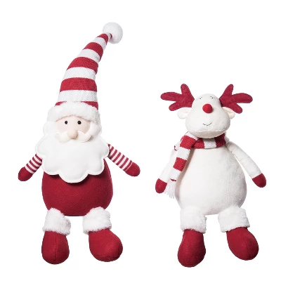 Transpac Plush Red And White Santa And Reindeer Decorative Figurines For Christmas Indoor Tabletop Decor Gift 1 Transpac Plush Red And White Santa And Reindeer Decorative Figurines For Christmas Indoor Tabletop Decor Gift