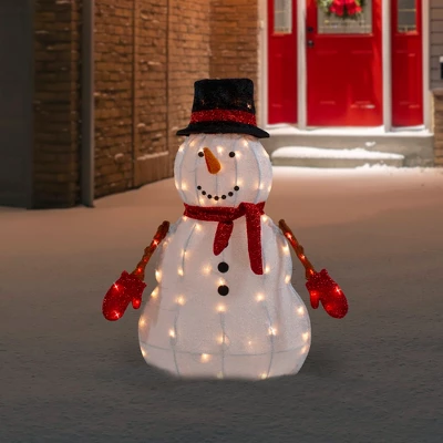 Northlight 32" Lighted 3D Chenille Snowman In Top Hat Outdoor Christmas Decoration 1 Northlight 32" Lighted 3D Chenille Snowman In Top Hat Outdoor Christmas Decoration
