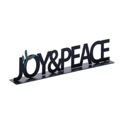 Transpac 12.01 In Black Metal Christmas Decor Joy And Peace Word Decorative Object For Holiday Home Decor