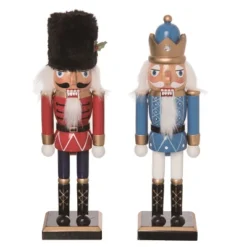 Transpac Christmas Wood Traditional Nutcracker Set Of 2 Christmas Home Decorations