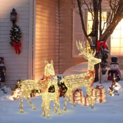 LuxenHome 3-Piece Deer Family Outdoor Holiday Decoration Set With Lights And Timer White, Red -Target Sale Shop GUEST 8664e314 5826 4d82 95b1 bff37cb3a261
