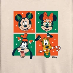 Women's - Disney - Mickey And Friends Christmas Lightweight French Terry Wide Neck Long Sleeve Graphic Shirt