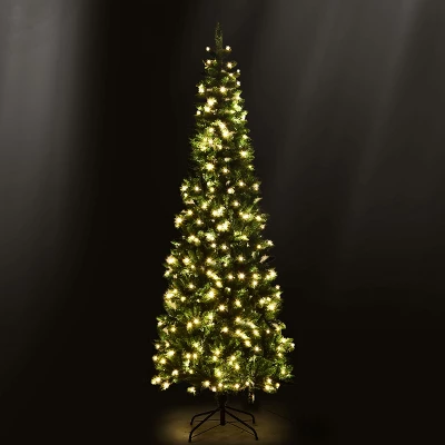 Costway 6.5ft Pre-Lit Hinged Pencil Christmas Tree 250 White Lights 3 Costway 6.5ft Pre-Lit Hinged Pencil Christmas Tree 250 White Lights - Image 3