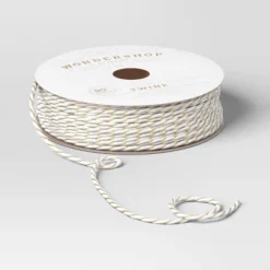 90' Christmas Fabric Ribbon Gold/White Striped Twine - Wondershop™ -Target Sale Shop GUEST 989b4f5b 30c9 45f6 bd36 8842ef5e7cc3