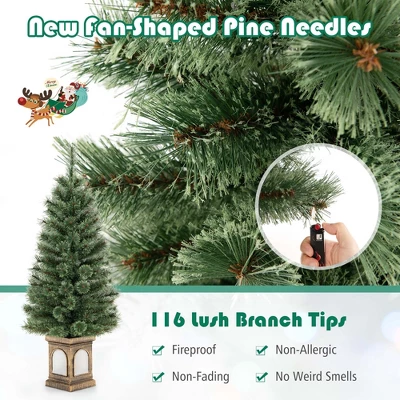 Costway 4 FT Pre-Lit Potted Christmas Tree Pine Needles 3 Dynamic Modes Remote Control 5 Costway 4 FT Pre-Lit Potted Christmas Tree Pine Needles 3 Dynamic Modes Remote Control - Image 5