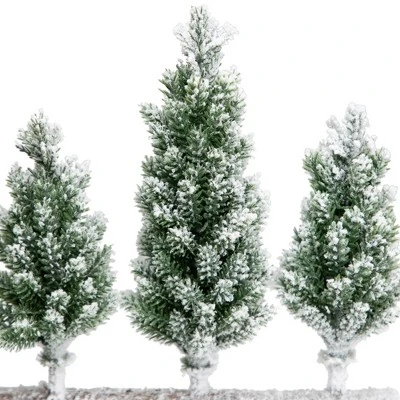Northlight Frosted Pine Tree Trio Christmas Decoration - 8" - Unlit 5 Northlight Frosted Pine Tree Trio Christmas Decoration - 8" - Unlit - Image 5