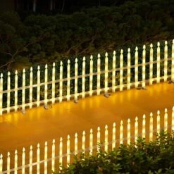 LuxenHome 8-Piece Light Show Fence Design Outdoor Holiday Decoration White -Target Sale Shop GUEST a00950dc 3e63 485d 9bac a6485ebee90a