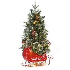 Homfan Pre-installed Lighted Christmas Tree, Snowflake Christmas Tree, Sleigh Base, Artificial Christmas Tree For Home Decoration -Target Sale Shop GUEST a5649471 ebf7 499c bd0f f0a6b1d51836