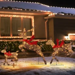 LuxenHome 3-Piece Natural And Plastic Rattan Running Reindeer Holiday Decoration Set With Lights Brown -Target Sale Shop GUEST a64d6a2c 1444 4407 922d ee248a26d1b3