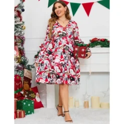Coolmee Women Plus Size Causal Midi Dress Fashion Ruffle Long Sleeve Babydoll Tunic Ruffle Flowy Dresses -Target Sale Shop GUEST ad568004 e7b1 4797 8f09 5540d3f23fb1