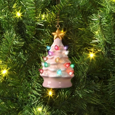 4" Christmas Lit Ceramic Retro Christmas Tree Ornament Pink - Wondershop™ 1 4" Christmas Lit Ceramic Retro Christmas Tree Ornament Pink - Wondershop™