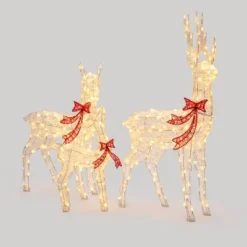 LuxenHome 3-Piece Deer Family Outdoor Holiday Decoration Set With Lights And Timer White, Red -Target Sale Shop GUEST b7f73afd 1250 4d36 baee f92a27531745