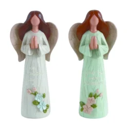 Transpac Large Resin Graceful Angel Figurines Set Of 2 Decorative Christmas Tabletop And Mantel Decor Indoor Gift