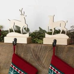 Deer (Set Of 2) Maple Wood Stocking Hanger | MerryStockings