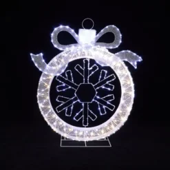 LuxenHome 3Ft Lighted Ornament & Snowflake Wreath, Silver & White Outdoor Christmas Decoration -Target Sale Shop GUEST c37ed237 fb5d 44da 9306 9c2405180ccc