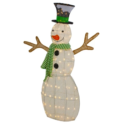 Northlight 43" LED Lighted Snowman With Top Hat And Green Scarf Outdoor Christmas Decoration 4 Northlight 43" LED Lighted Snowman With Top Hat And Green Scarf Outdoor Christmas Decoration - Image 4