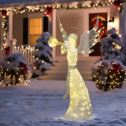 LuxenHome 5Ft Angel Playing Gold Trumpet Outdoor Holiday Decoration With Lights White, Sliver, Gold -Target Sale Shop GUEST c61aab11 515f 4be5 8c54 a27c57c43886