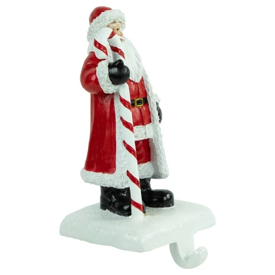 Northlight 7" Santa Claus With Candy Cane Christmas Stocking Holder 1 Northlight 7" Santa Claus With Candy Cane Christmas Stocking Holder