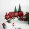 Northlight LED Lighted Frosted Trees In Train Christmas Decoration - 12" - Red And Gold