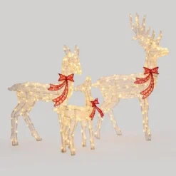 LuxenHome 3-Piece Deer Family Outdoor Holiday Decoration Set With Lights And Timer White, Red -Target Sale Shop GUEST d985986c ae36 4a8d 93f4 2309f2c26395