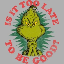 Boy's Dr. Seuss Christmas Grinch Is It Too Late T-Shirt