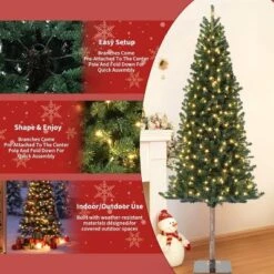 6/7.5FT Pre-Lit Pencil Christmas Tree, Slim Artificial Alpine Tree With LED Lights, Metal Stand, Skinny Holiday Decor For Room, Apartment, Office -Target Sale Shop GUEST e3a834bb b279 4bdb b236 a2568ff93040