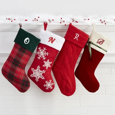 Personalization Mall Cozy Cable Knit Embroidered Initial Stocking, Red 2 Personalization Mall Cozy Cable Knit Embroidered Initial Stocking, Red - Image 2