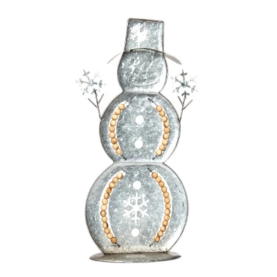 Transpac 23.23 In Silver Beaded Snowman Decor For Christmas - Metal Decorative Object For Holiday Cheer 1 Transpac 23.23 In Silver Beaded Snowman Decor For Christmas - Metal Decorative Object For Holiday Cheer