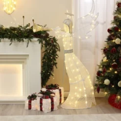 LuxenHome 5Ft Angel Playing Gold Trumpet Outdoor Holiday Decoration With Lights White, Sliver, Gold -Target Sale Shop GUEST f10ea3a3 caef 449e 9648 bcba336edc02