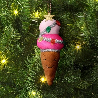 6" Christmas Fabric Ice Cream Cone Ornament - Wondershop™ 1 6" Christmas Fabric Ice Cream Cone Ornament - Wondershop™