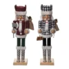 Transpac Christmas Large Wood Buffalo Check Nutcracker Set Of 2 Christmas Home Decorations