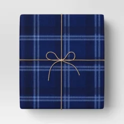 30” 25 Sq Ft Christmas Roll Wrap Blue Plaid - Wondershop™