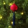 Christmas Onion Shaped Flocked Hot Pink Ornament With Tassel - Wondershop™
