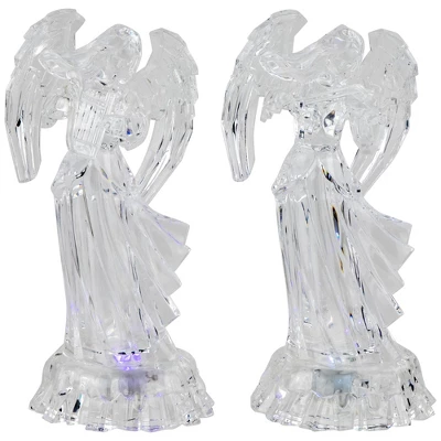 Northlight LED Lighted Color Changing Angel Acrylic Christmas Decorations - 9" - Set Of 2 1 Northlight LED Lighted Color Changing Angel Acrylic Christmas Decorations - 9" - Set Of 2